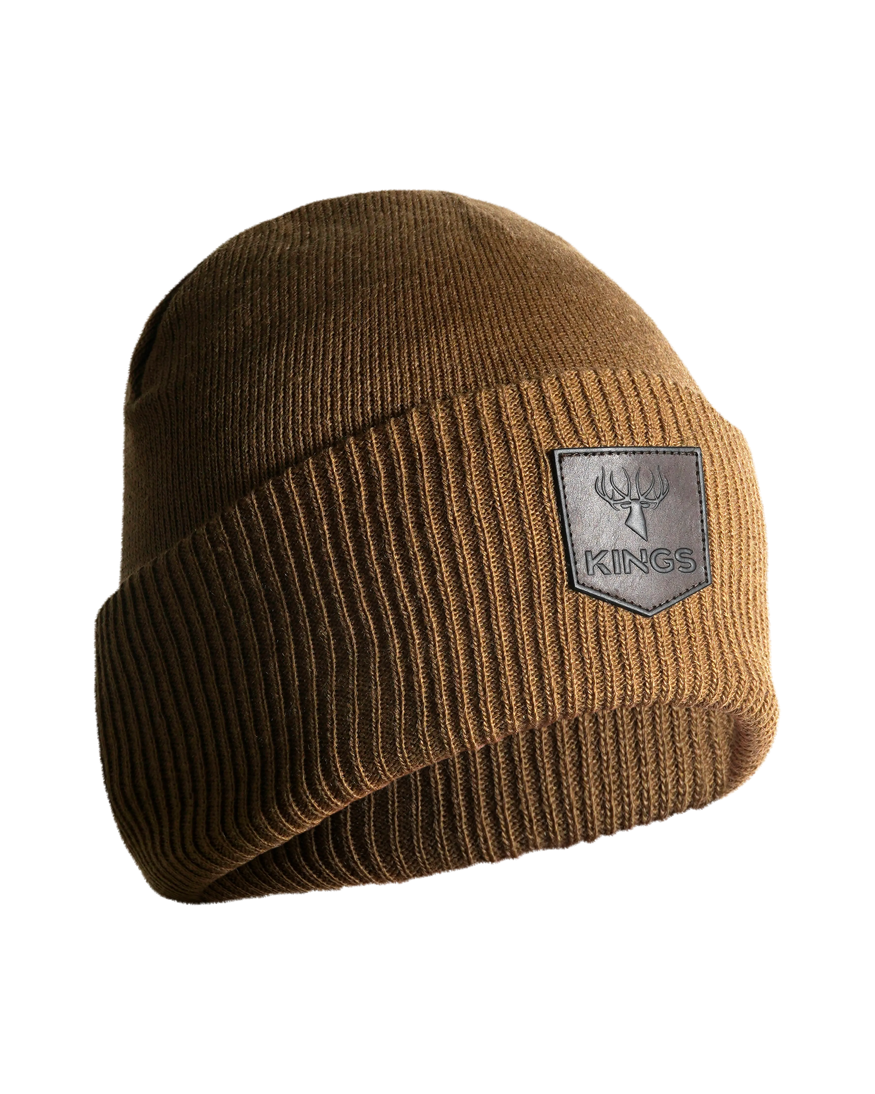 Cuffed Leather Patch Beanie