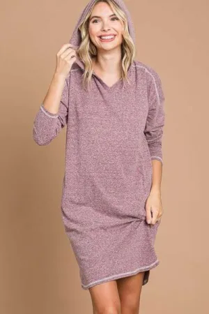 Culture Code Full Size Hooded Long Sleeve Sweater Dress