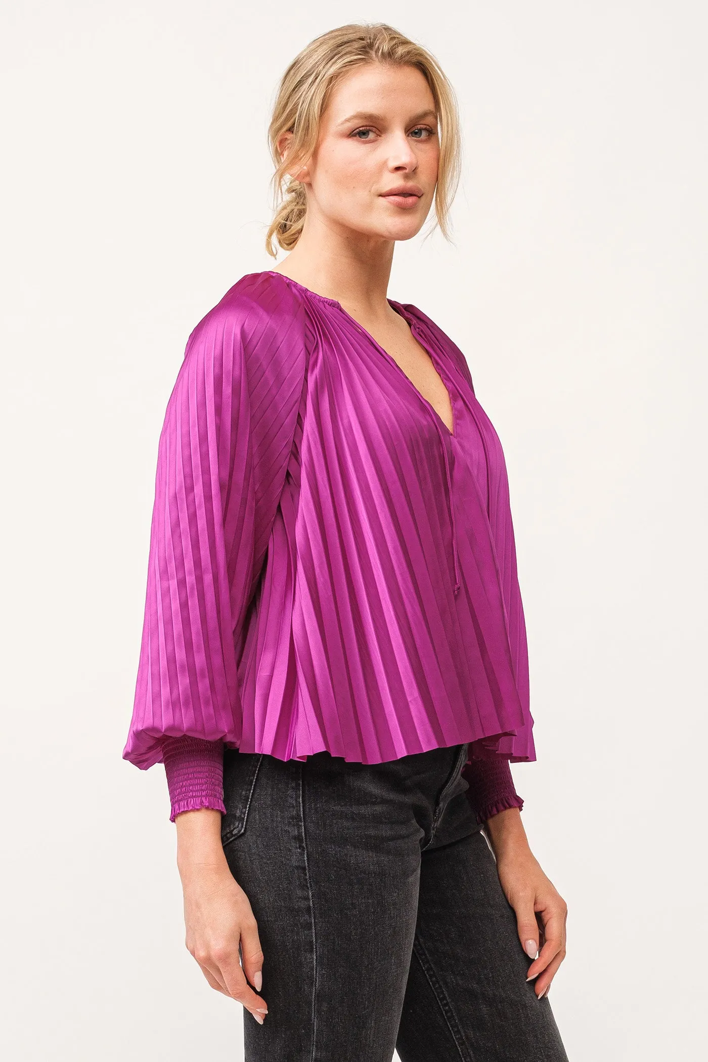 Deletta Satin Pleat Blouse