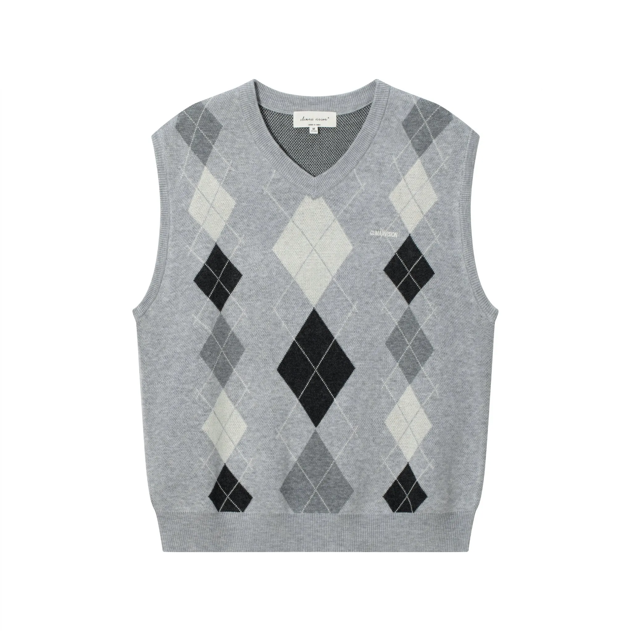 Diamond Pattern Color Block Knitted Vest