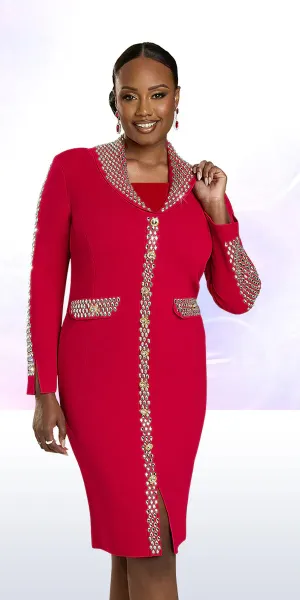 Donna Vinci Church Knit Dress 13436-Red