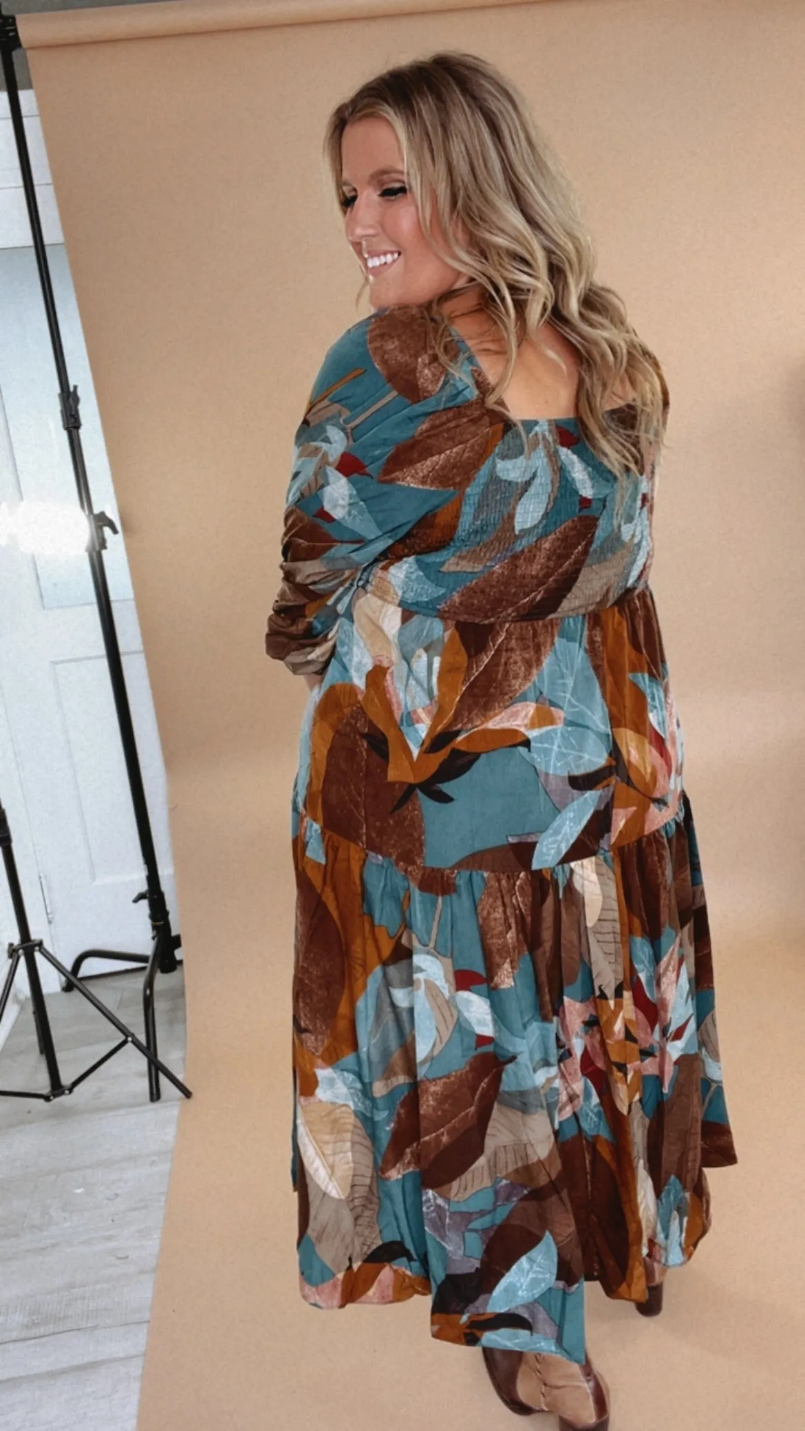 Dress To Impress Printed Maxi Dress, Teal