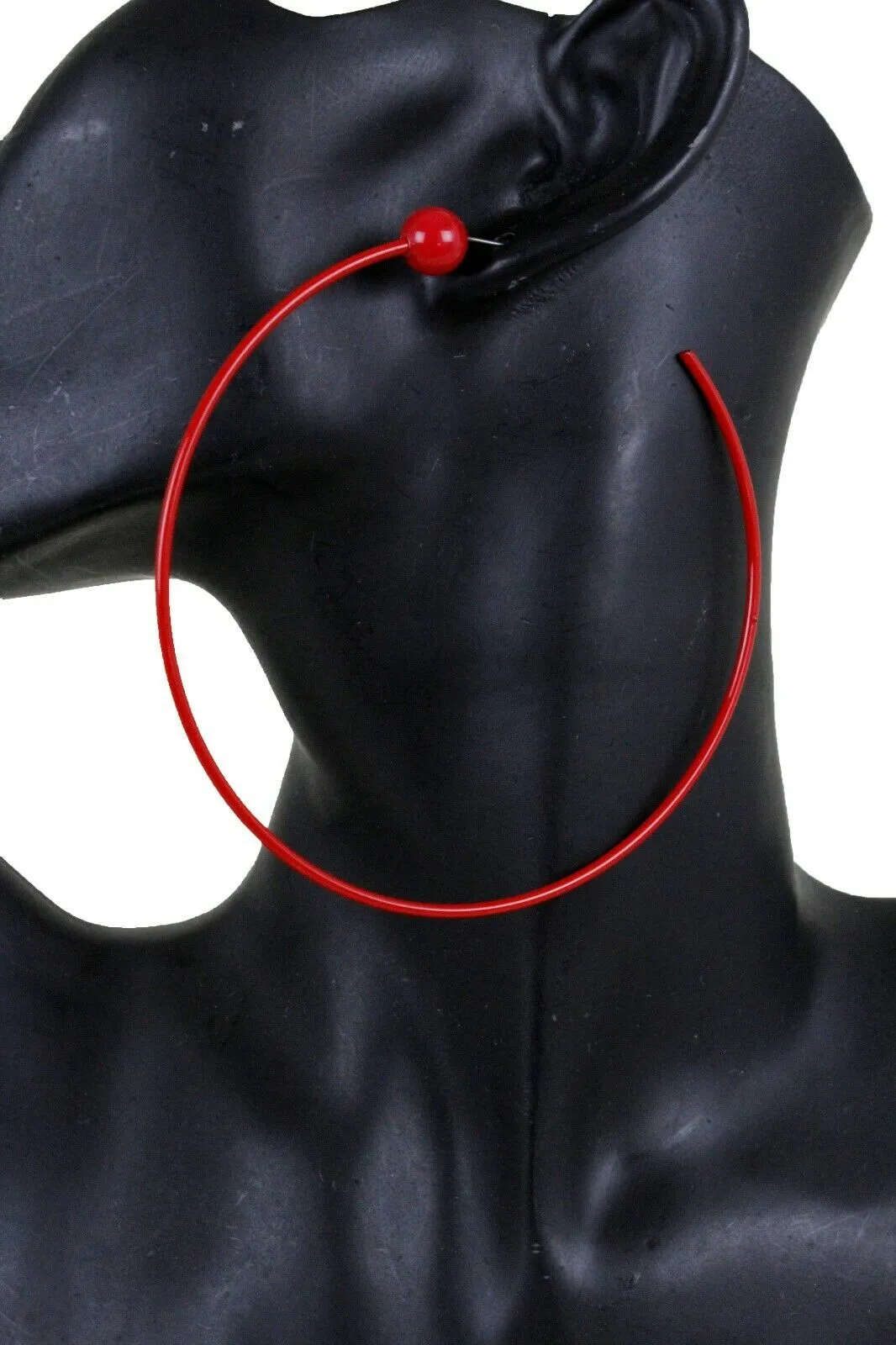 Fun Jewelry Earrings Set Huge Hoop Red Color Metal Sexy Party Club