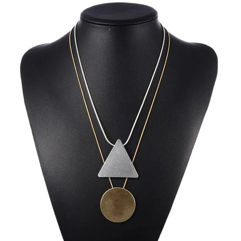 Geo Circle Triangle Long Necklace