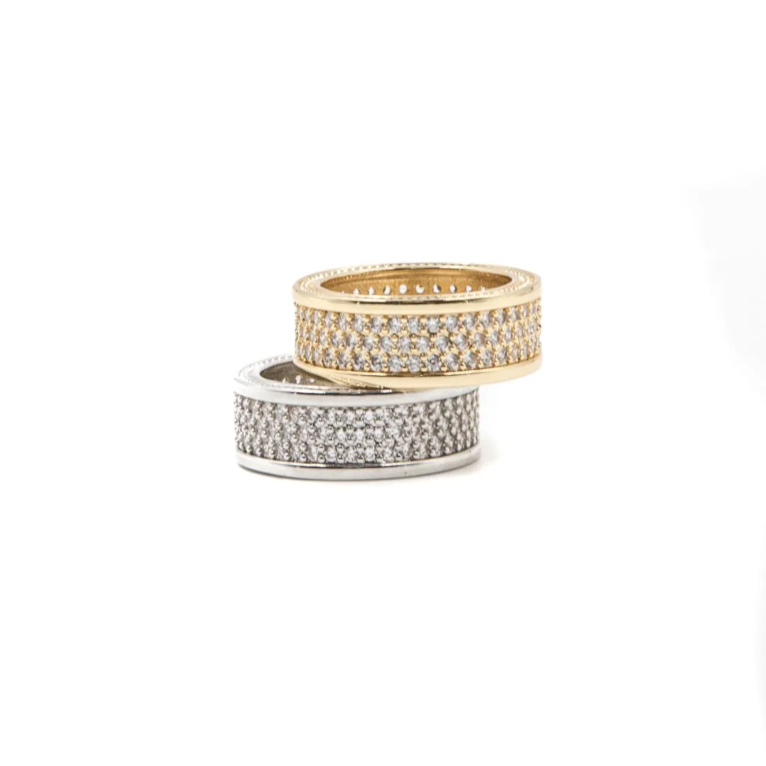 Golden Gilt Triple Row Gold Eternity Ring