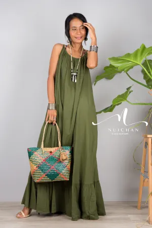 Green cotton dress