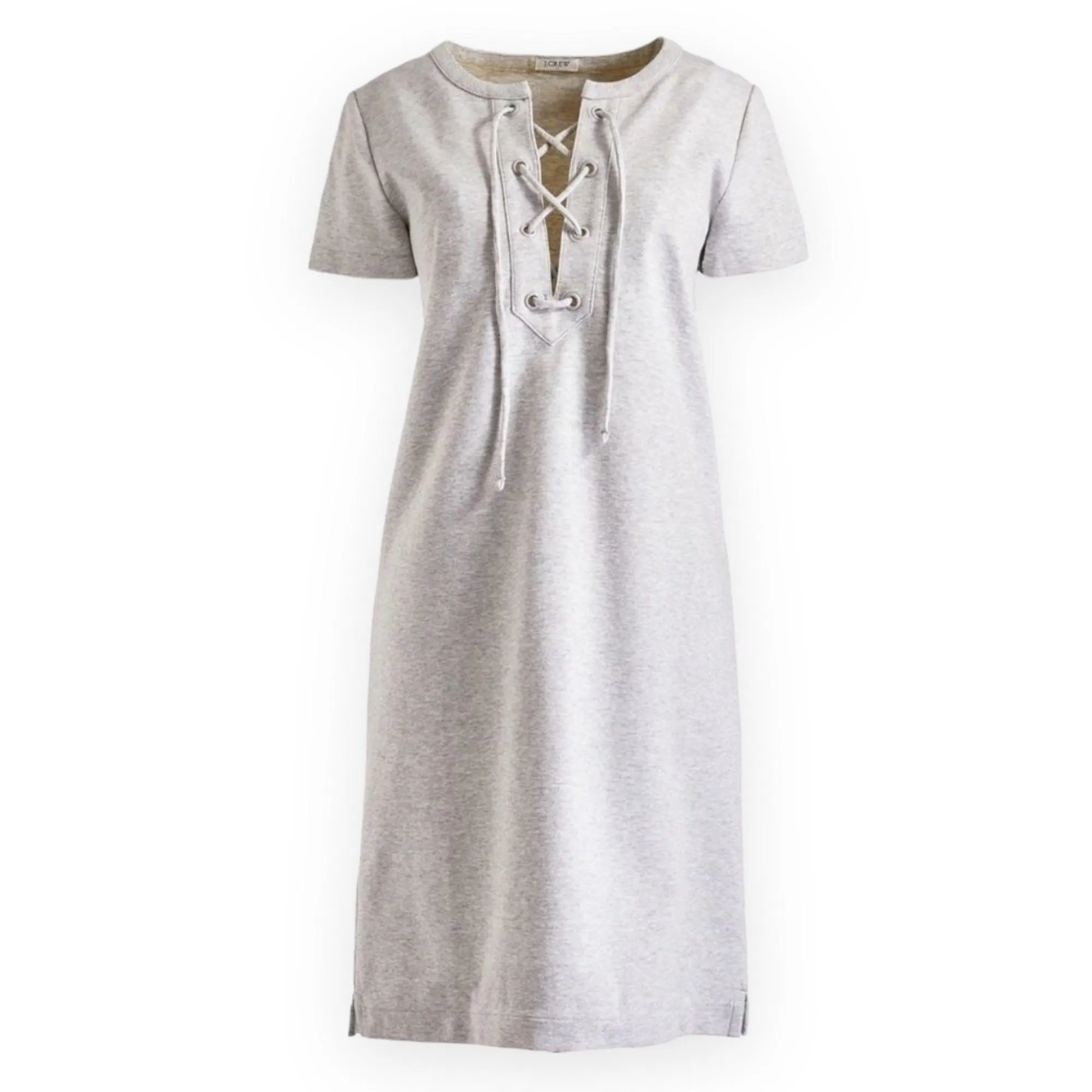 Heather Gray Lace Up Neckline Slip Dress