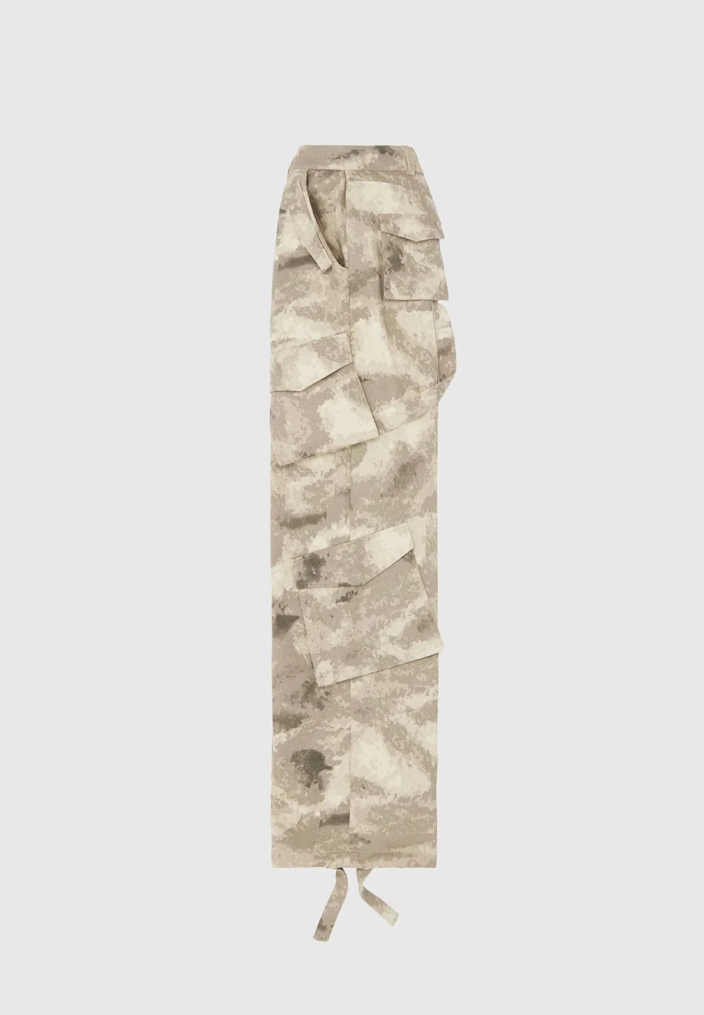 High Waisted Camo Cargo Pants - Beige