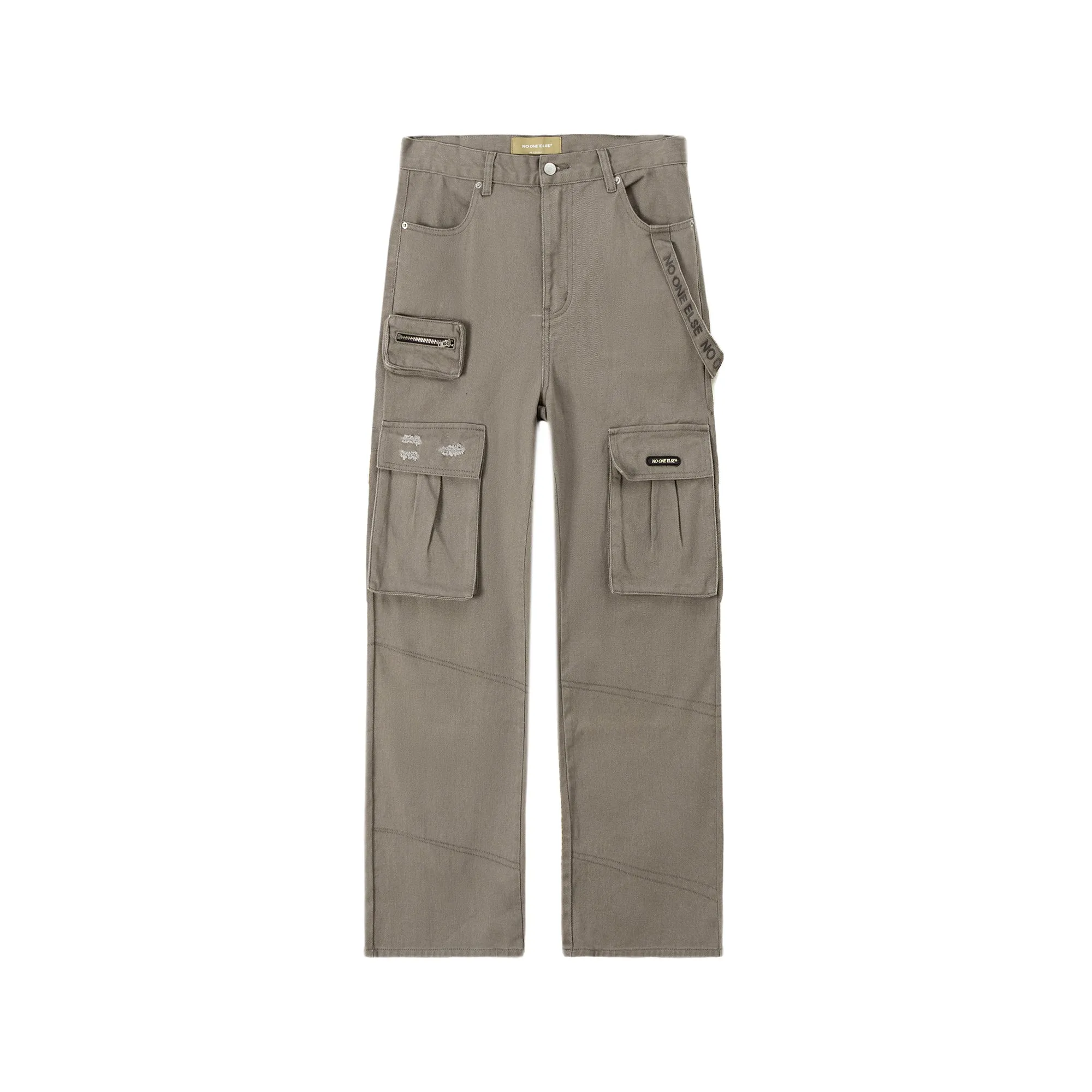 High-Waisted Cargo Straight Pants