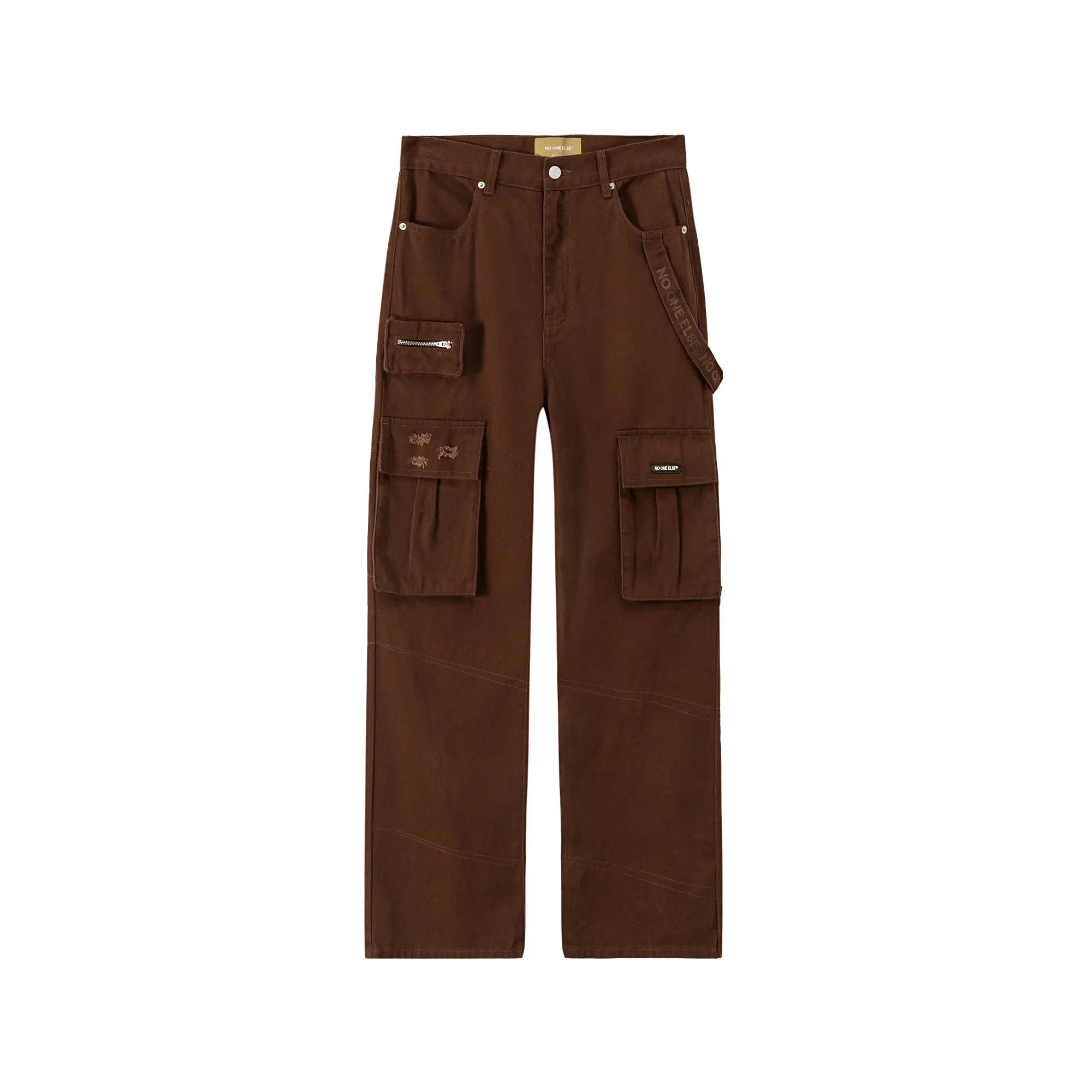 High-Waisted Cargo Straight Pants