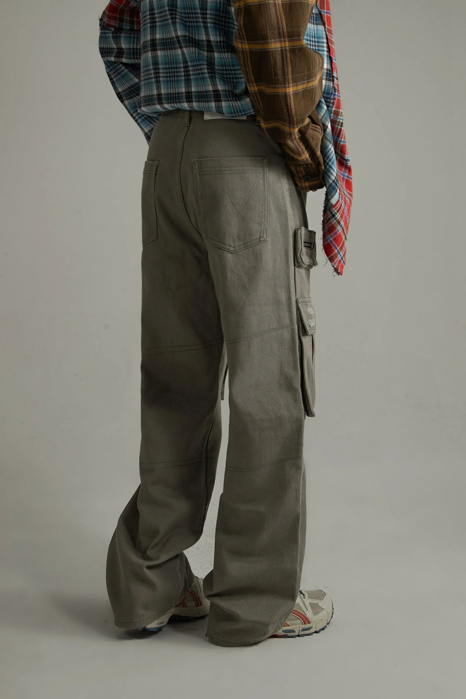 High-Waisted Cargo Straight Pants