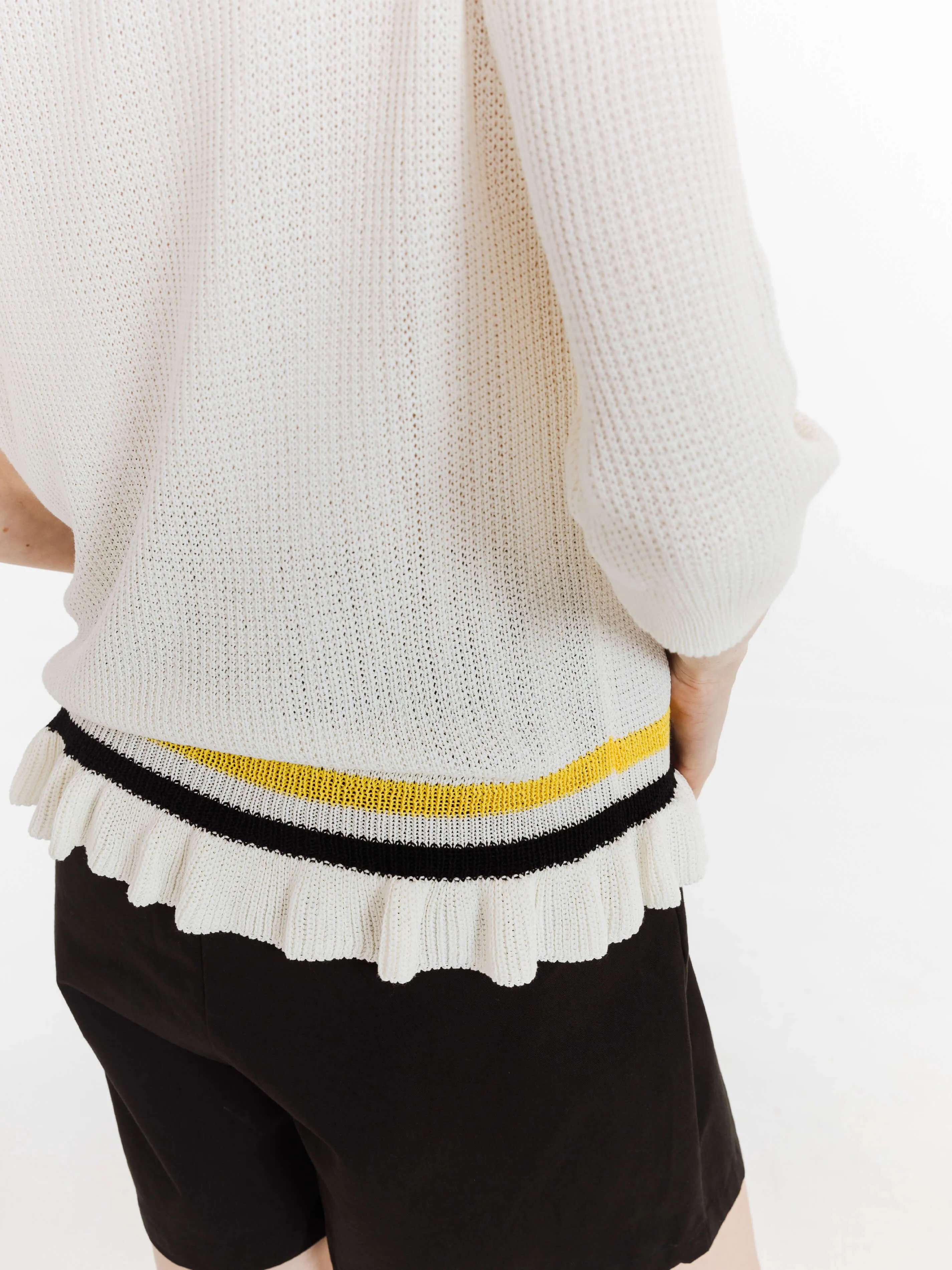 Hollow Three-quarter Sleeve Knit Top