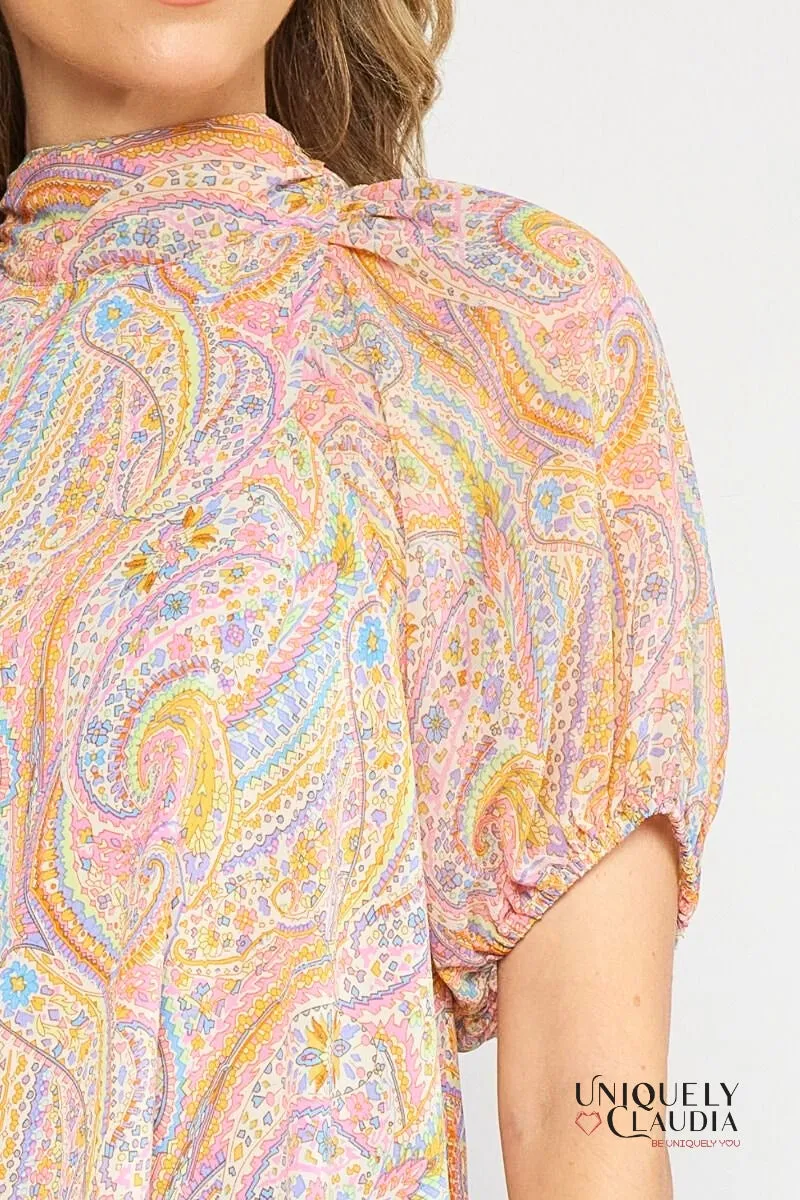 Jada High Neckline Paisley Top