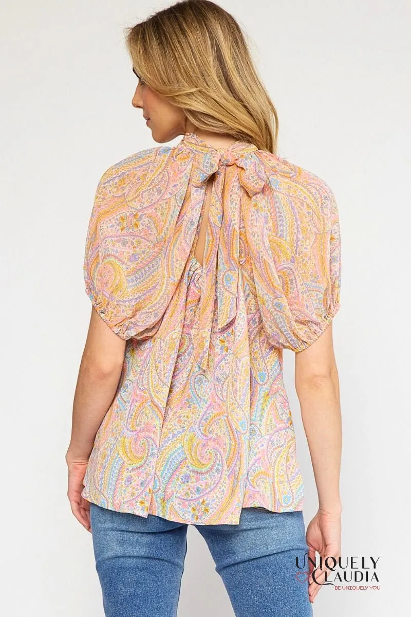 Jada High Neckline Paisley Top