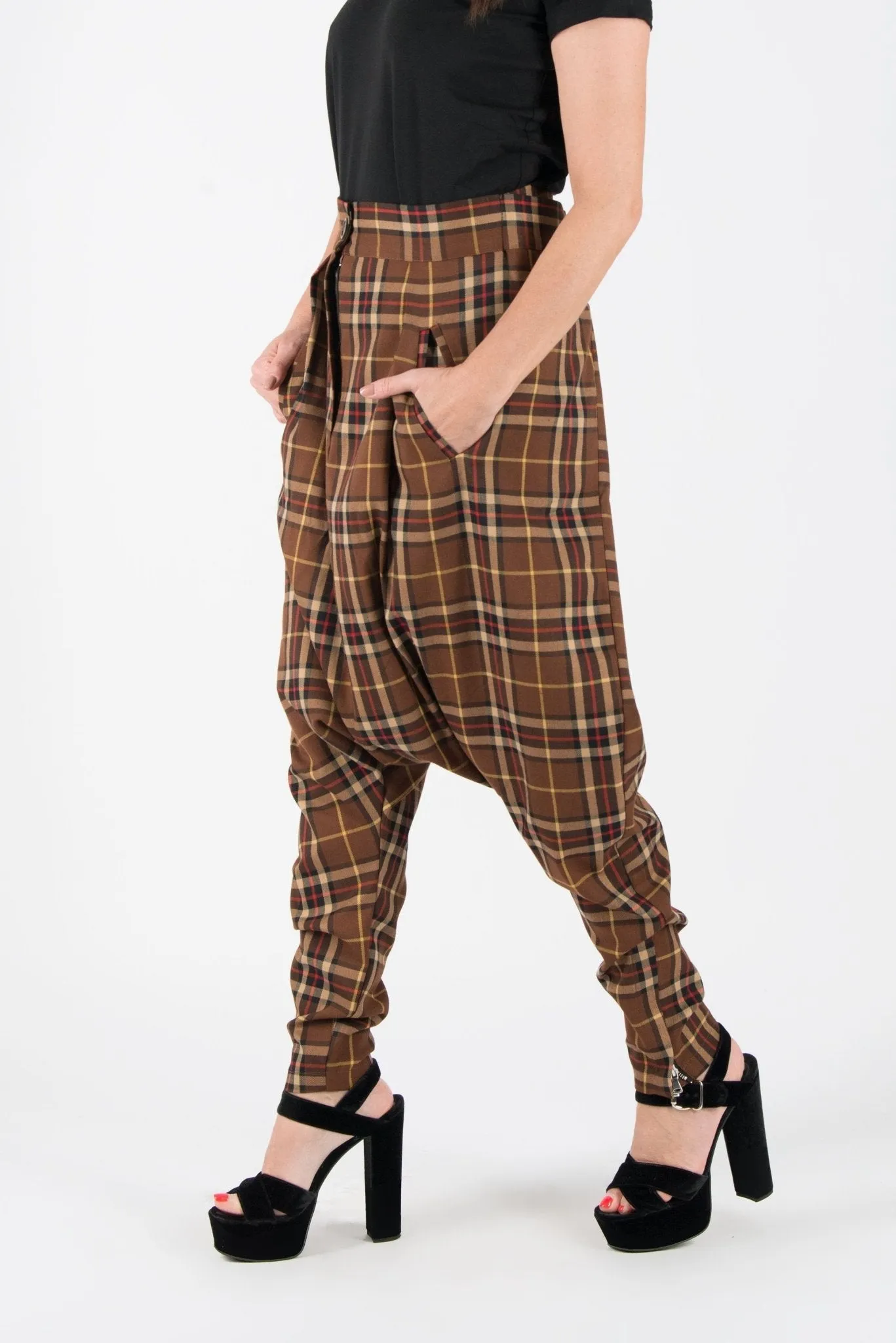 JASMINE Check Drop Crotch Pants