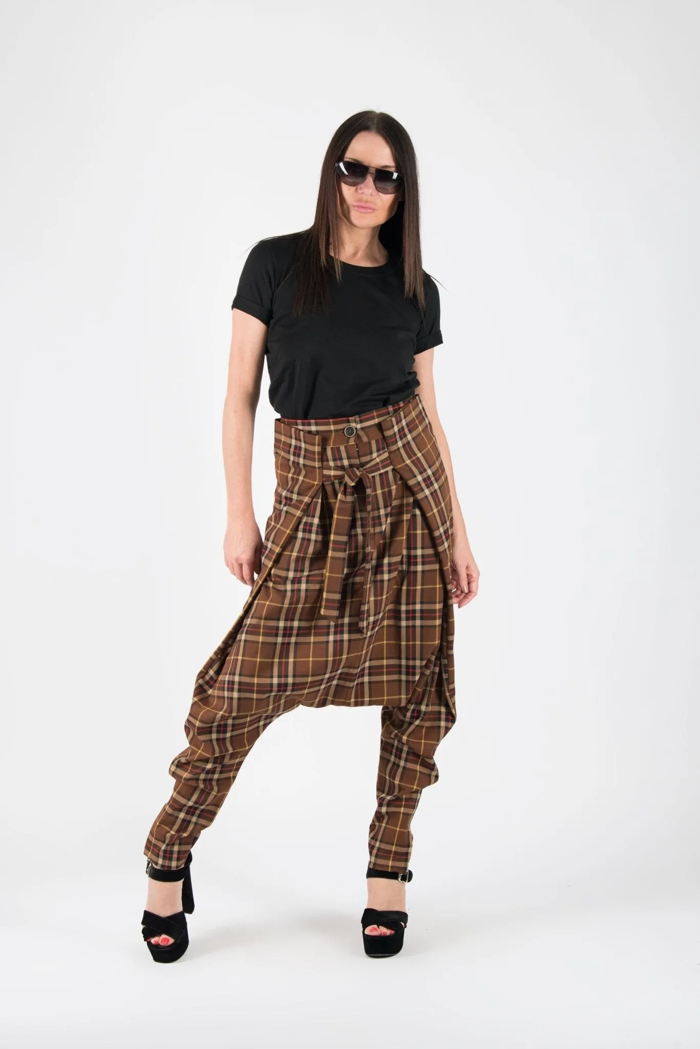 JASMINE Check Drop Crotch Pants