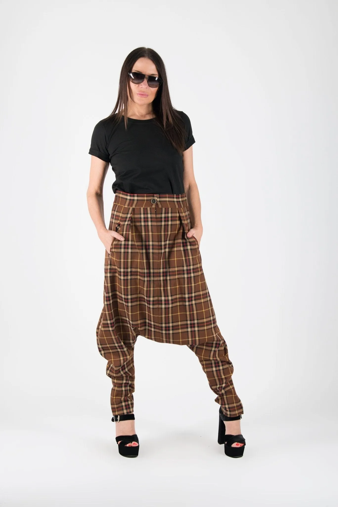 JASMINE Check Drop Crotch Pants