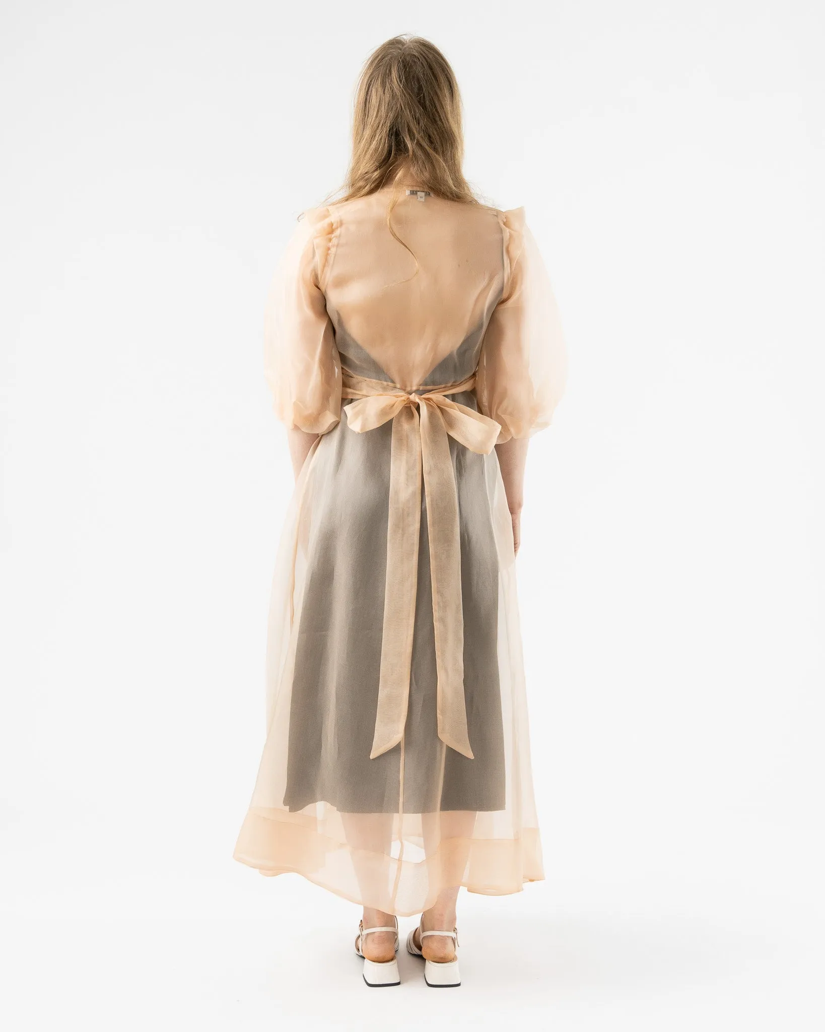 Kamperett Loretta Organza Midi Dress in Blush