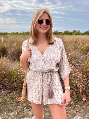 KINSLEY PRINTED ROMPER IN CREAM