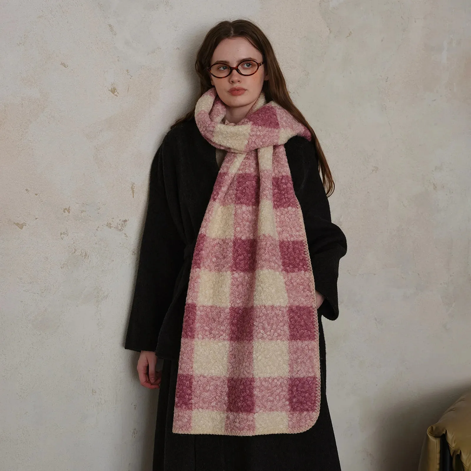 Lazy Scottish Woolen Plaid Scarf Women Autumn Winter Multi-Use Shawl Scarf