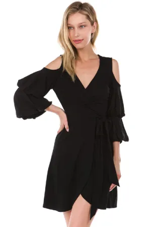 LEILANI WRAP DRESS (Black)- VD2193