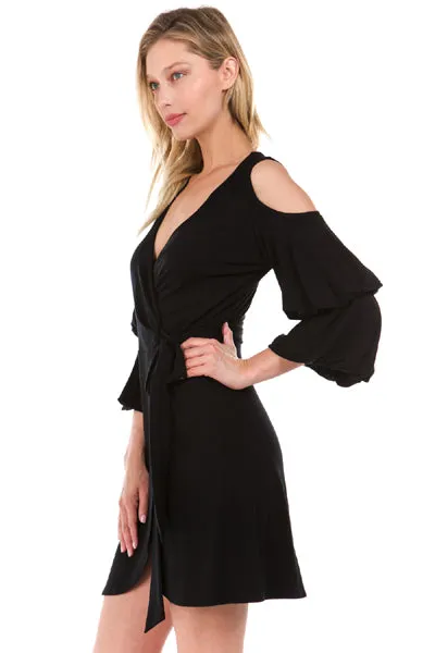 LEILANI WRAP DRESS (Black)- VD2193