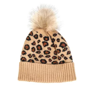 Leopard Print Pom Beanie