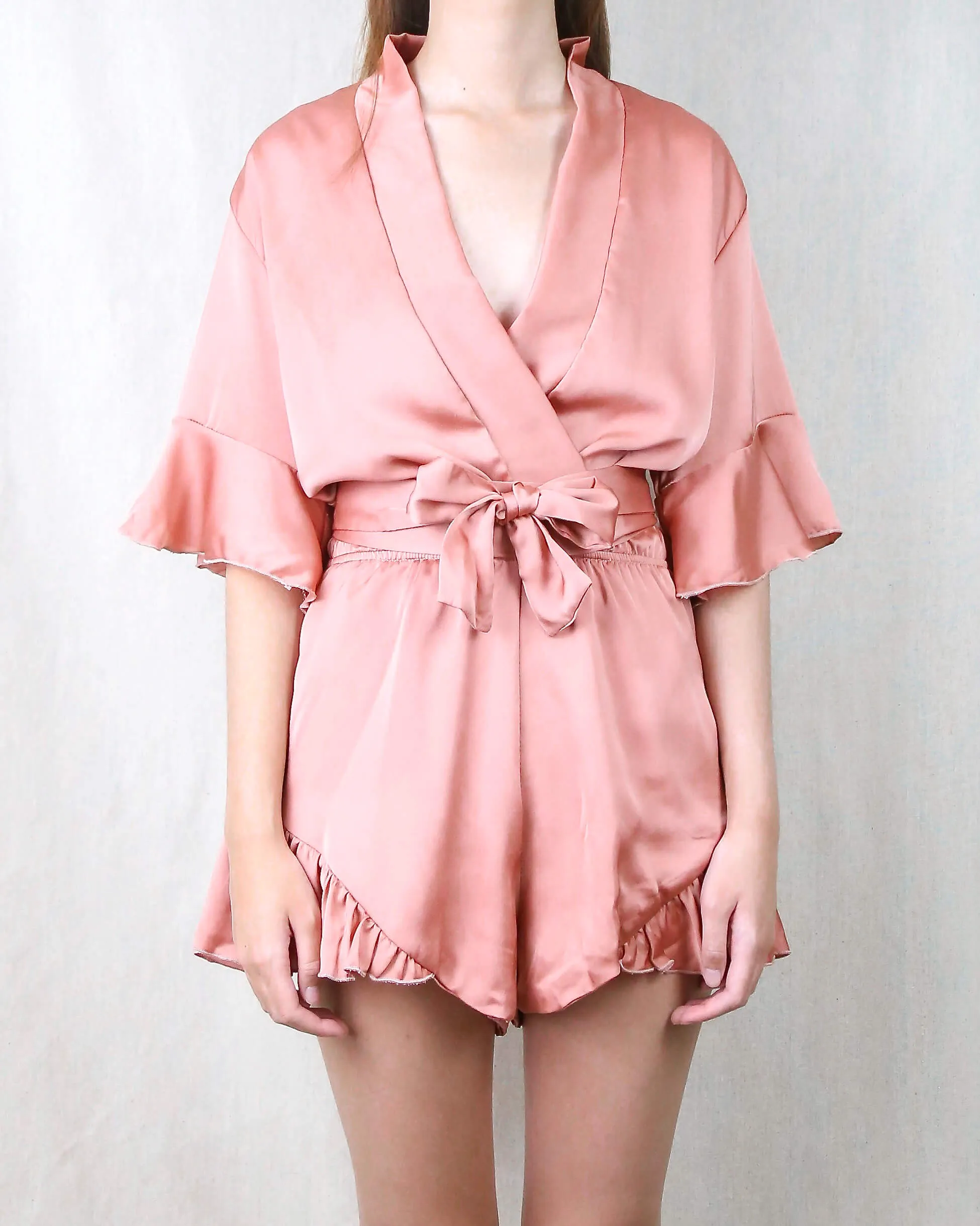 Lioness - Meet Me in Como Silky Romper in Dark Blush