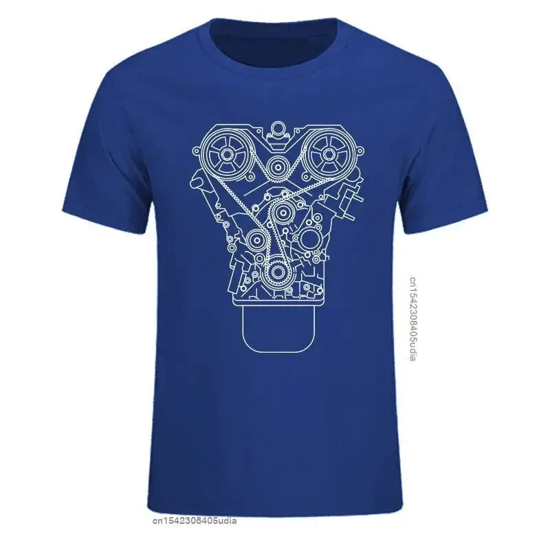 Men Tshirts Cotton Brand New Engine Design T Shirt Black Summer Tee Shirt for Men