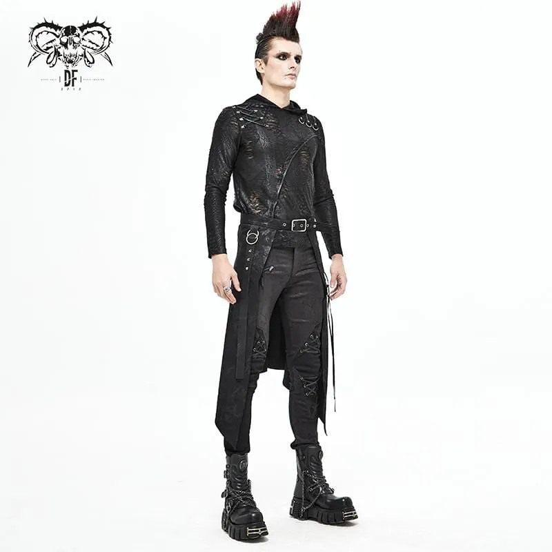 Men's Gothic Punk Irregular Buckle Black Skirt