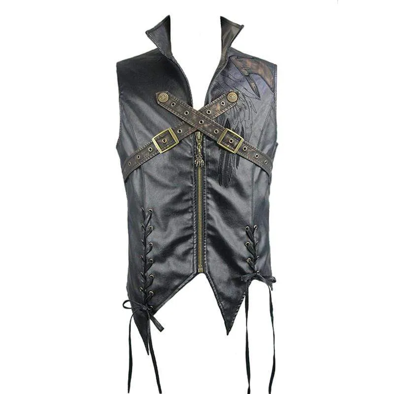 Men's Punk Faux Leather Waistcoat