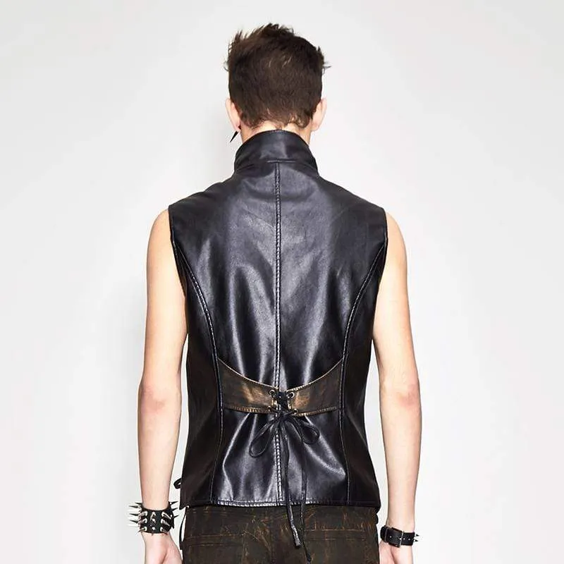 Men's Punk Faux Leather Waistcoat