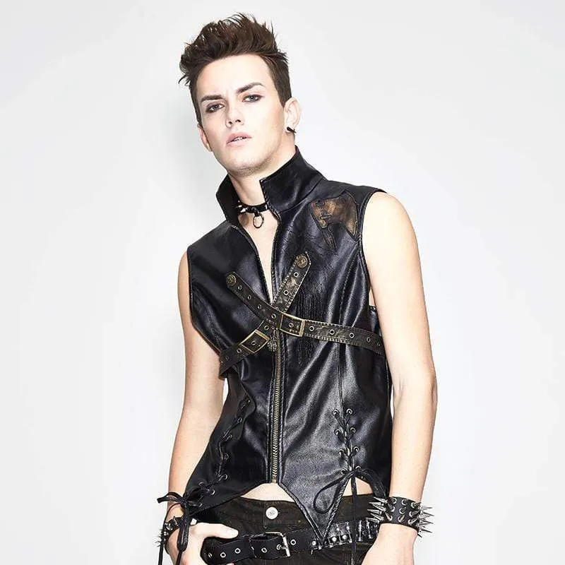 Men's Punk Faux Leather Waistcoat