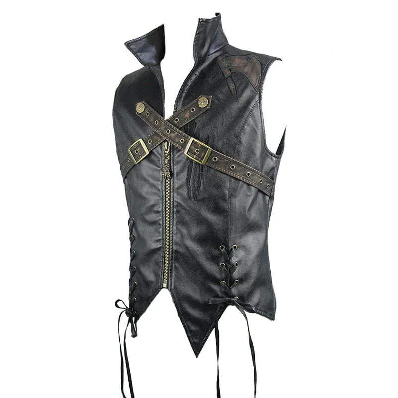 Men's Punk Faux Leather Waistcoat