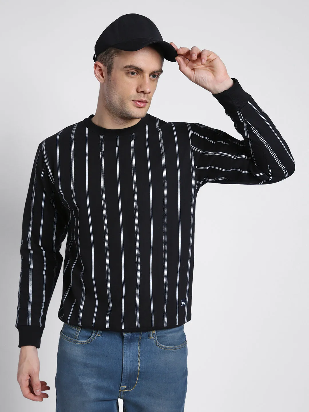 Men's Striped Round Neck Sweatshirt