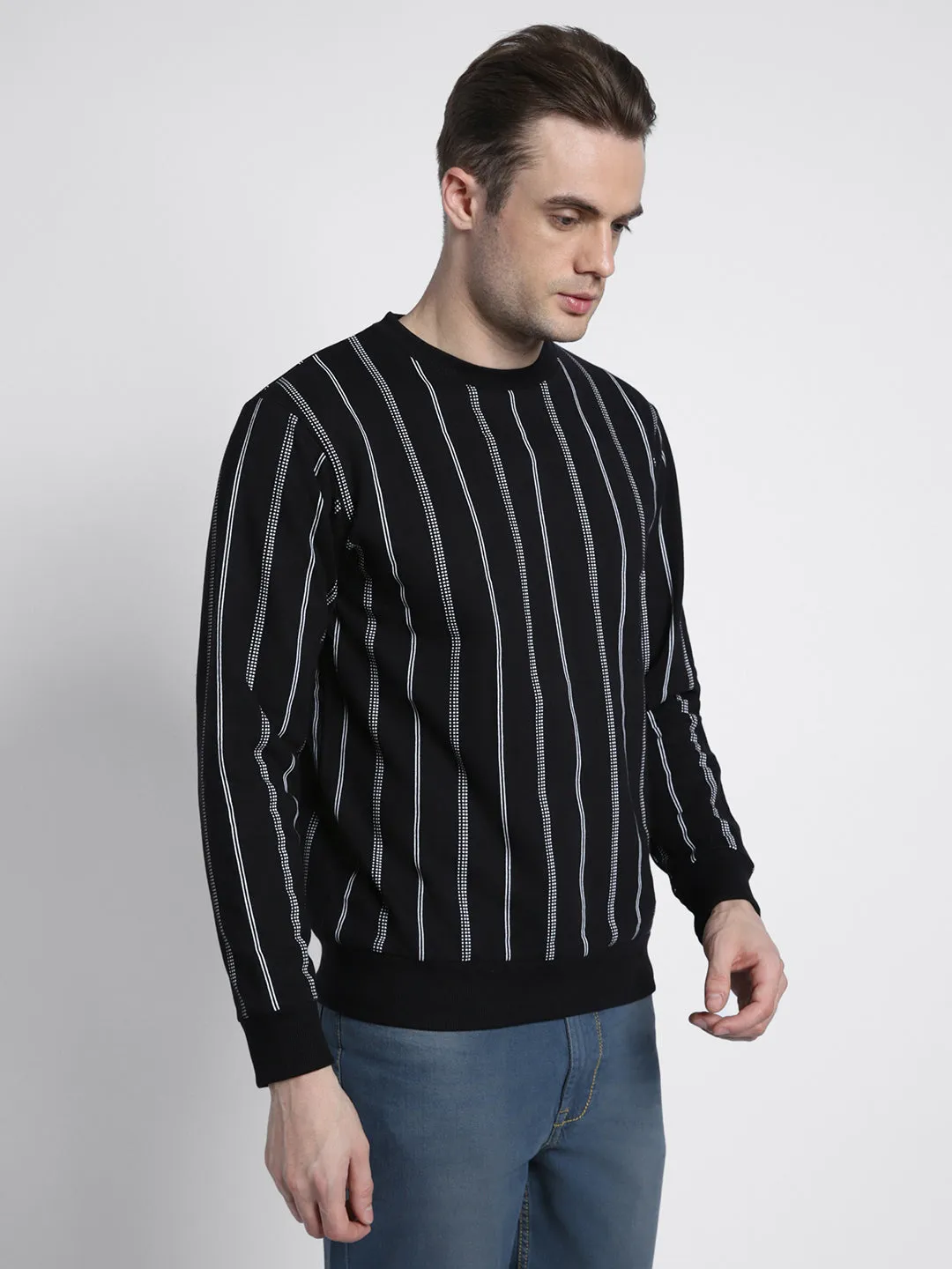 Men's Striped Round Neck Sweatshirt