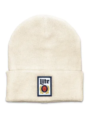 Miller Lite Beer Logo Knit Hat Beanie - White