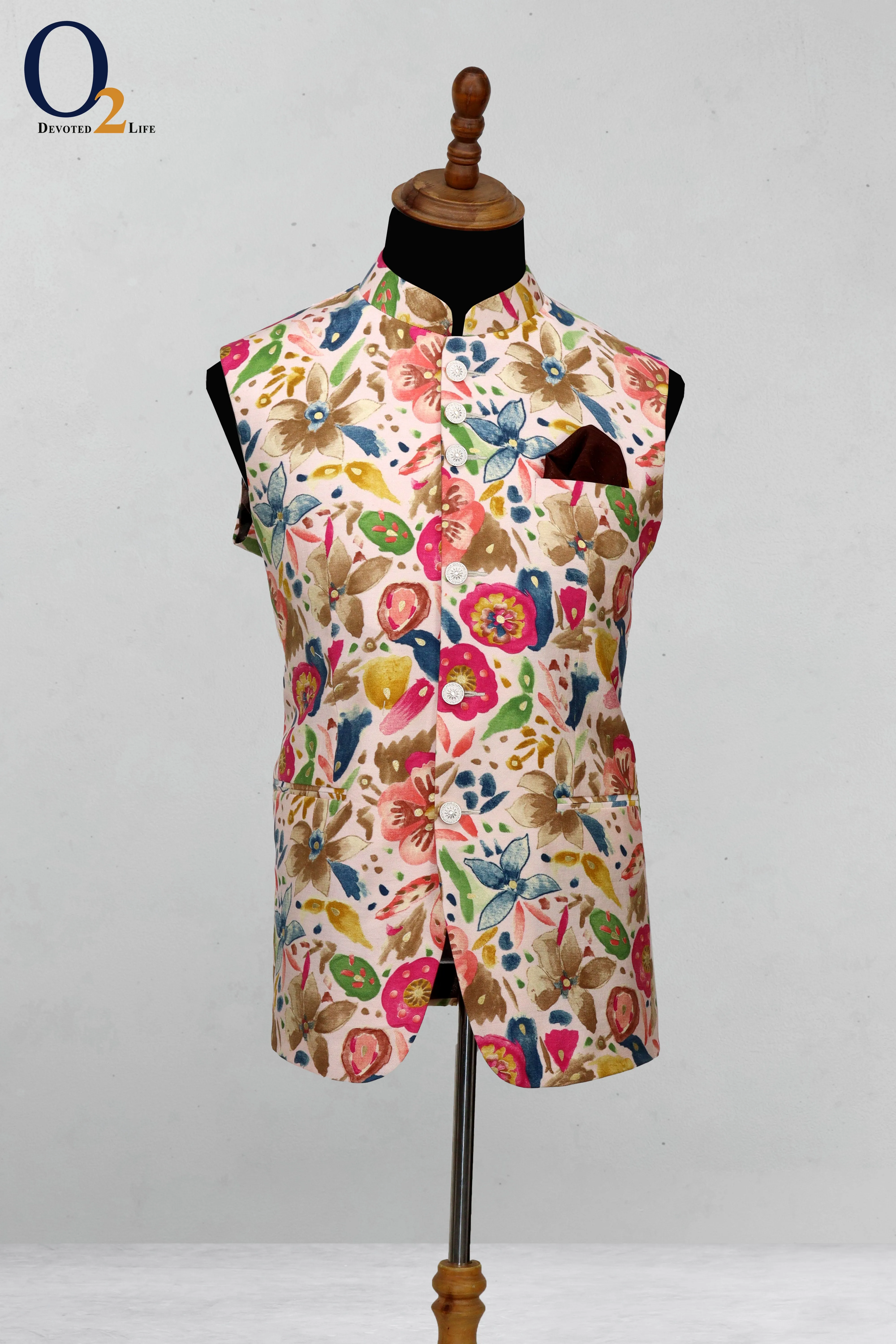 Multi Colored Floral Printed  Ethnic Vest