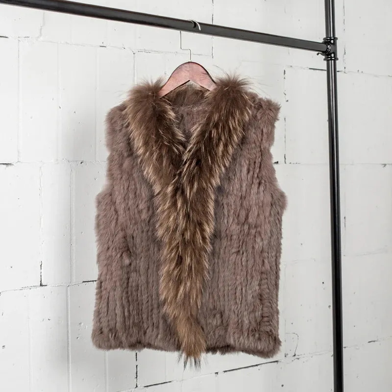 Natural Real Fur Women's Knitted Vest