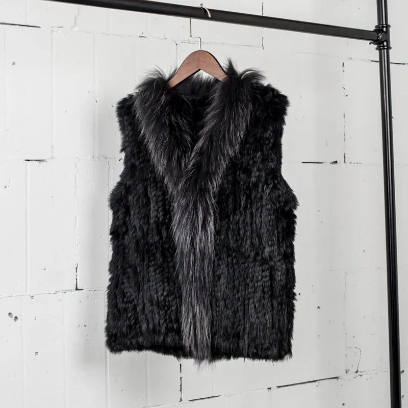 Natural Real Fur Women's Knitted Vest