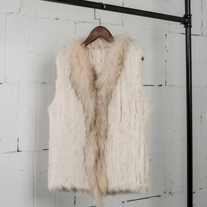 Natural Real Fur Women's Knitted Vest