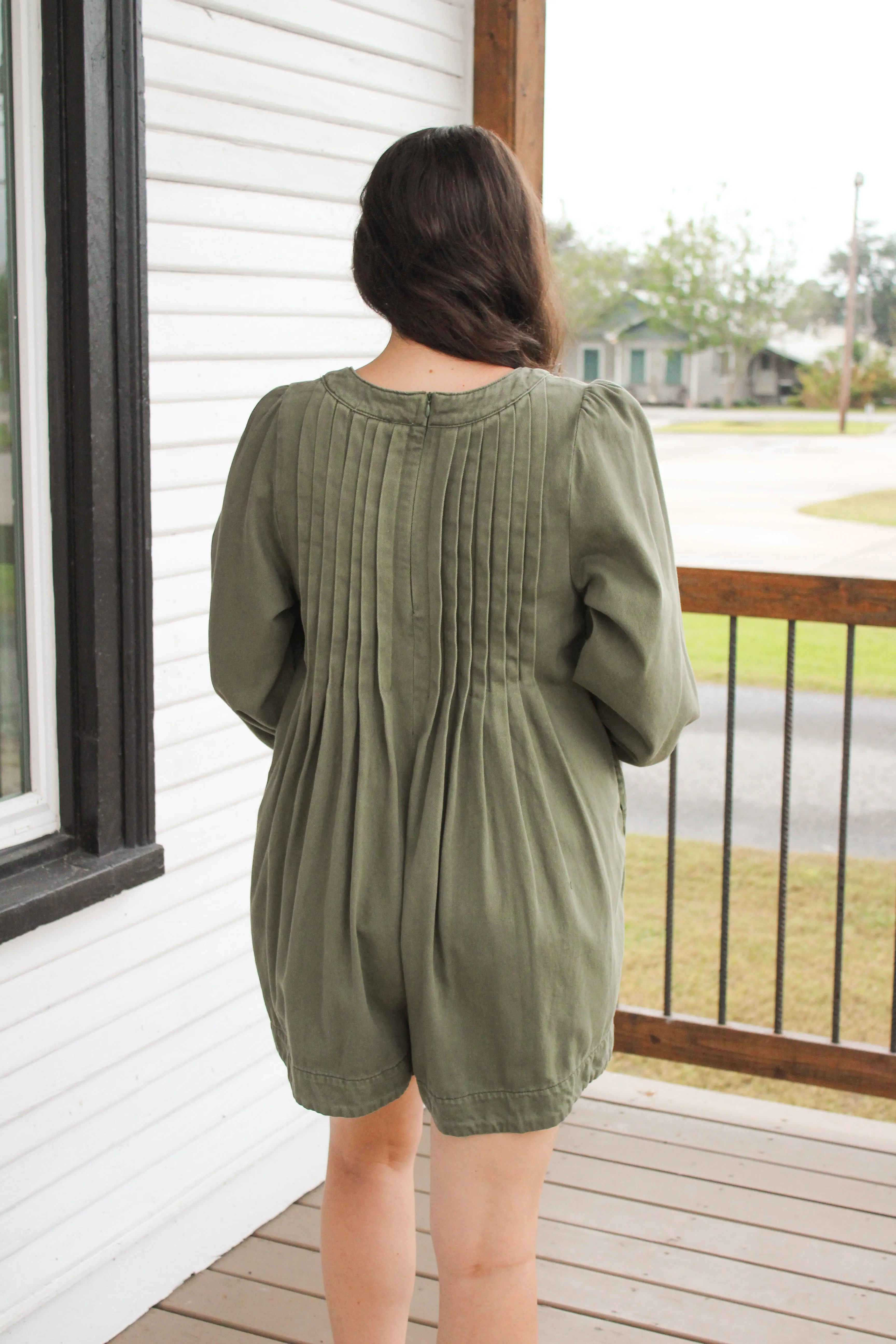 Olive Denim Romper