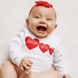 Personalised Baby Bodysuit - Hearts