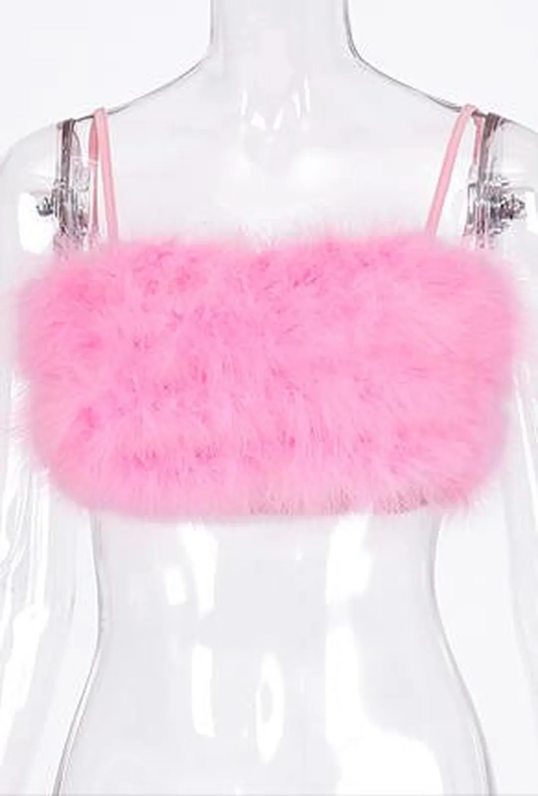 PINK - CROP FUR TOP