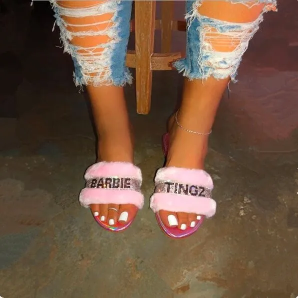 Pink Fashion Wild Hair Slippers