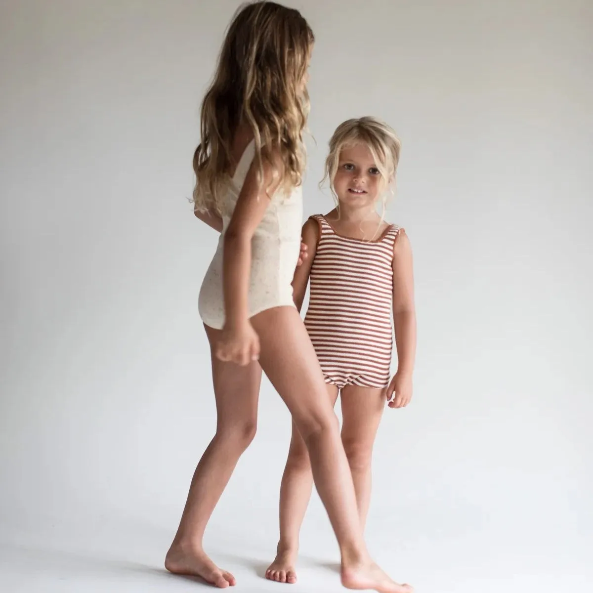 RAISED BY WATER - Knit Bodysuit | Striped Rust