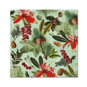 Red Berries Botanical Paper Beverage Napkins