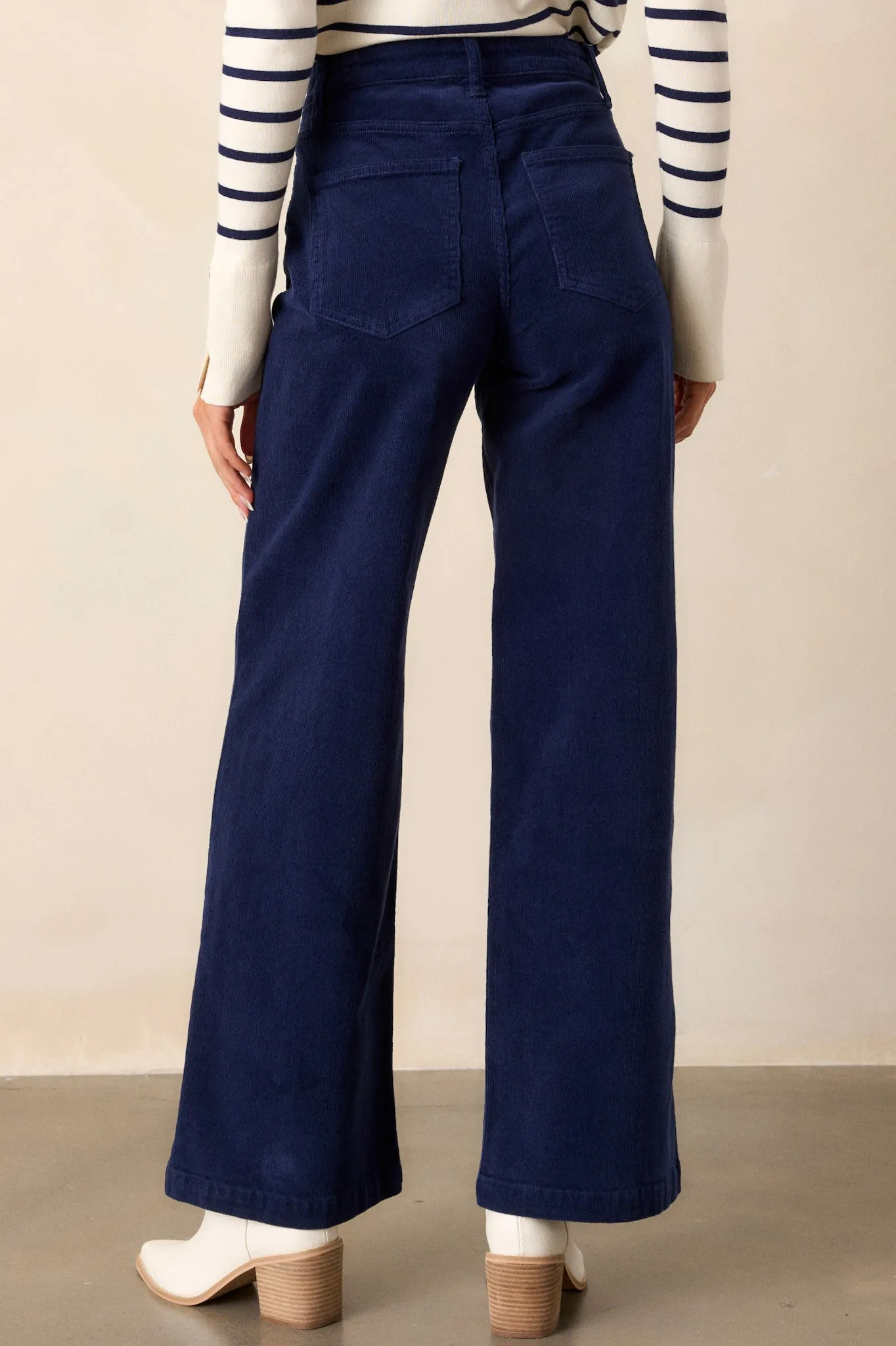 Rhythm & Blues Navy Corduroy Straight Leg Pants