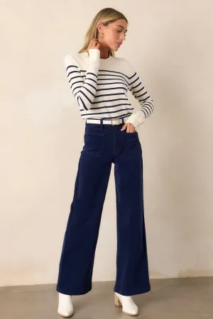 Rhythm & Blues Navy Corduroy Straight Leg Pants