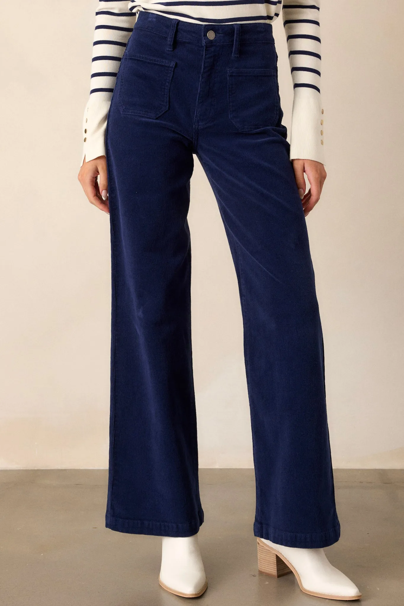 Rhythm & Blues Navy Corduroy Straight Leg Pants